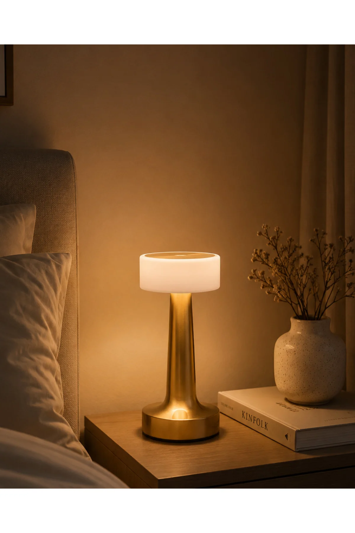 Gold Kare Led Masa Lambası Şarjlı Dimmer Kontrollü Dekoratif Işık Gold Kare Led Masa Lambası Şarjlı Dimmer Kontrollü Dekoratif Işık