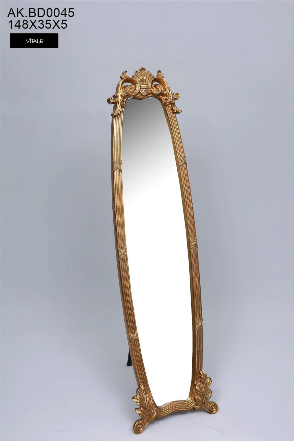 Elif Aksesuar Gold Klasik Havalı Boy Aynası 148X35x5 Cm