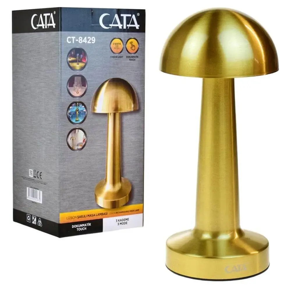 GOLD Mantar Lamba CT-8429 Lizbon 3 Renk Şarjlı Masa Lambası (4741