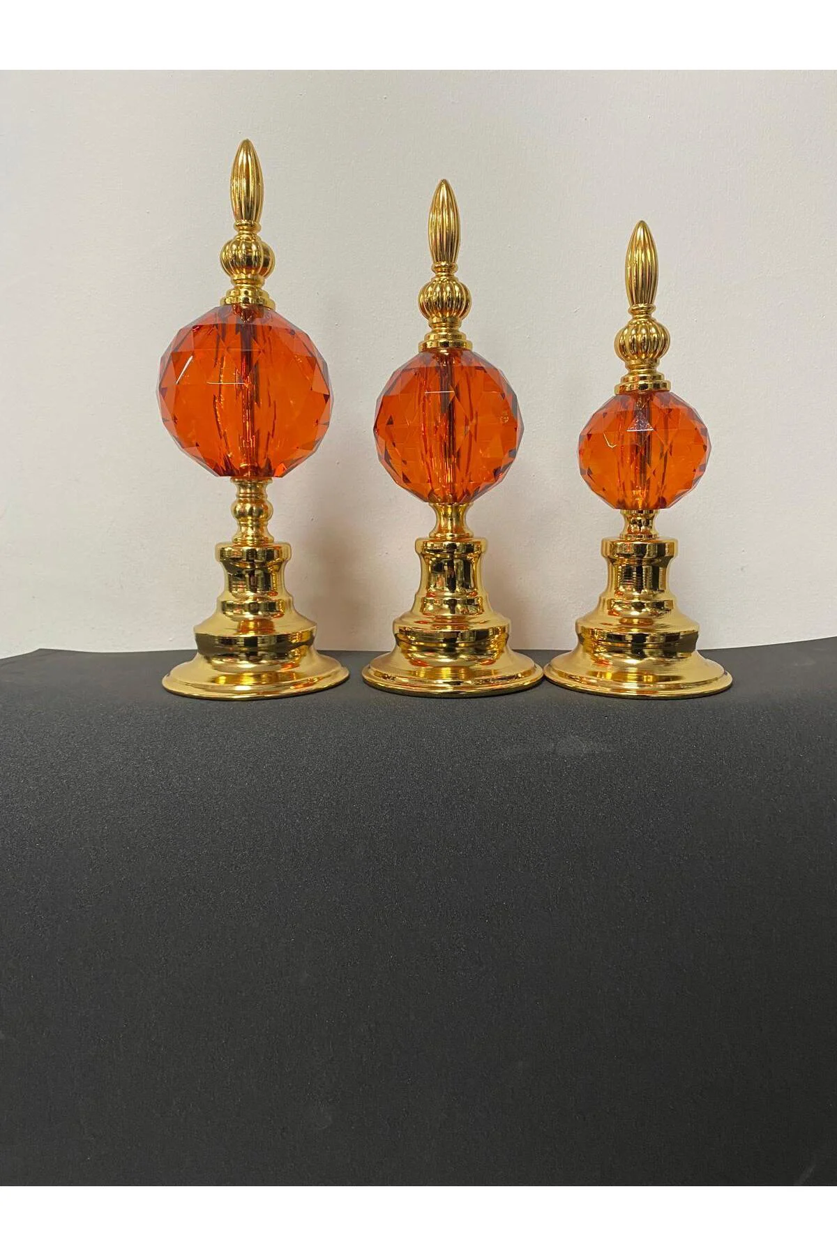 Gold Metal 3 Lü Kristal Alem Dekor