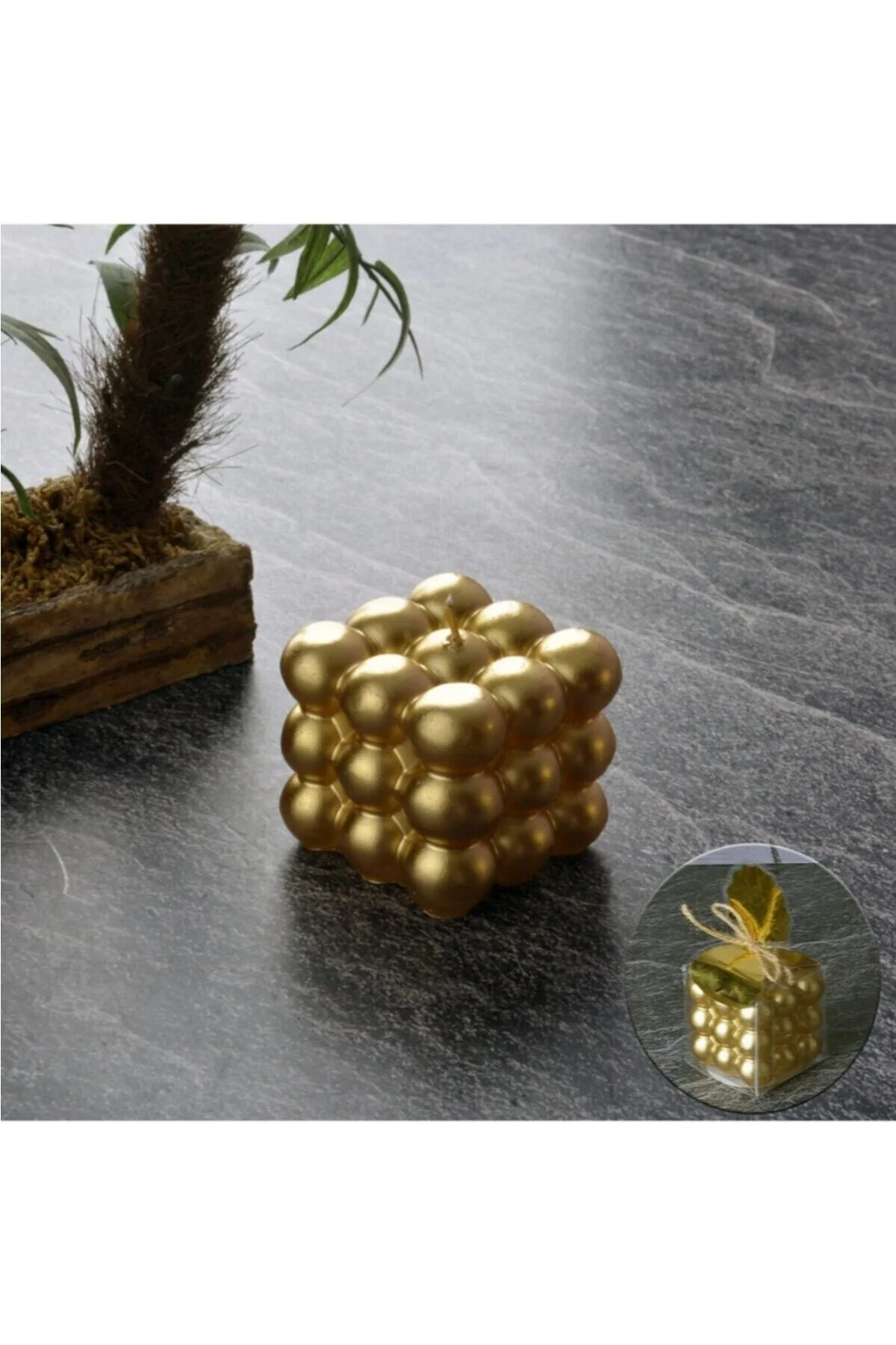 Gold Metal Dekoratif Kalp Mumluk