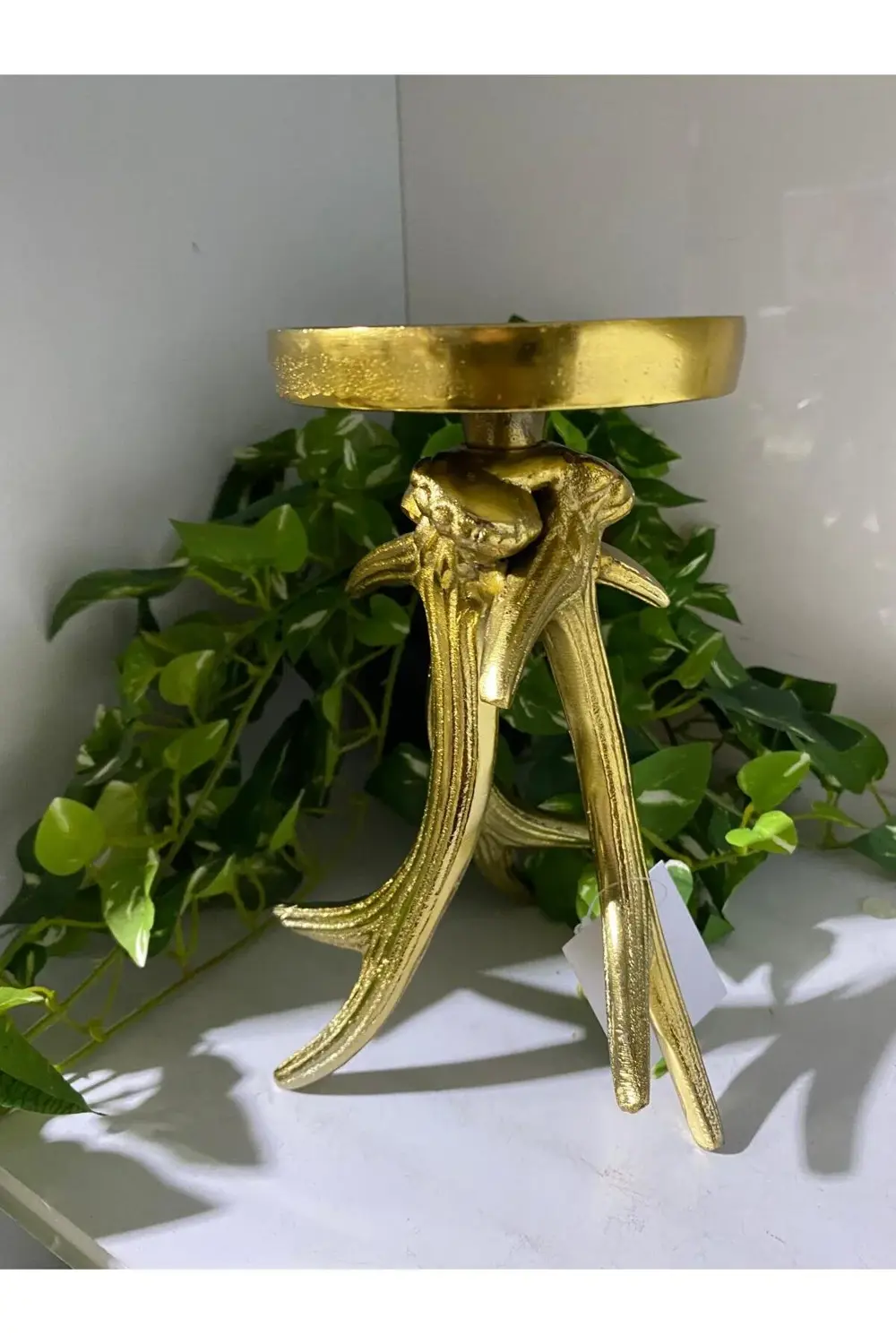 Gold Metal Döküm Geyik Boynuzu Mumluk