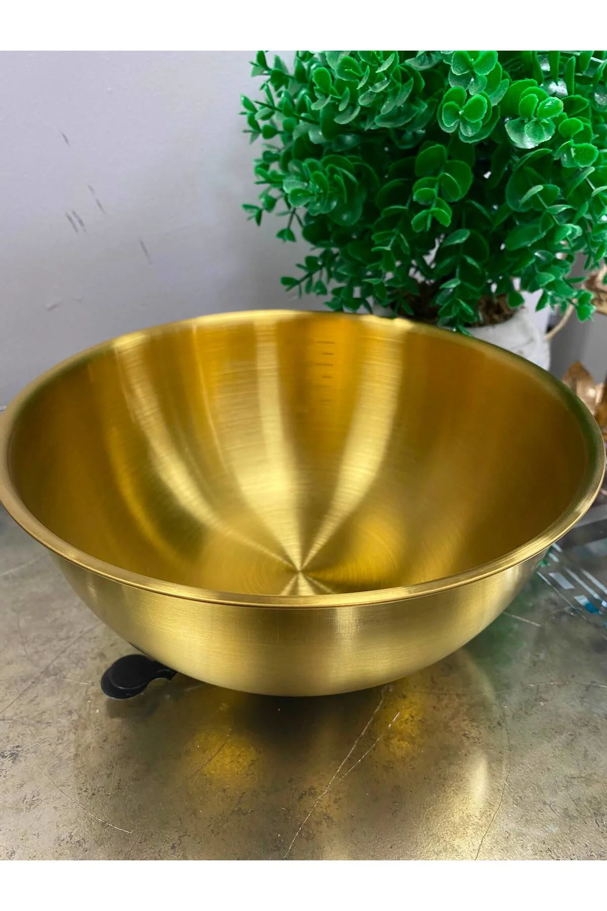 Gold Metal Paslanmaz Çelik Derin Çukur Kase Ölçekli 1800 ml
