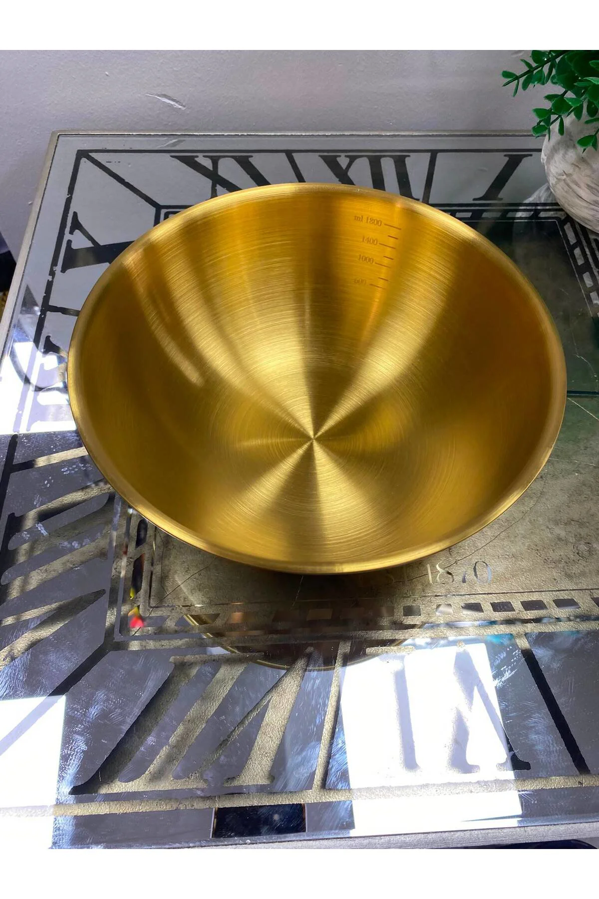 Gold Metal Paslanmaz Çelik Derin Çukur Kase Ölçekli 1800 ml