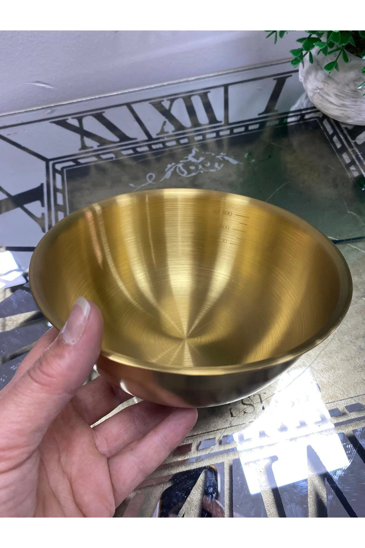 Gold Metal Paslanmaz Çelik Derin Çukur Kase Ölçekli 800 ml