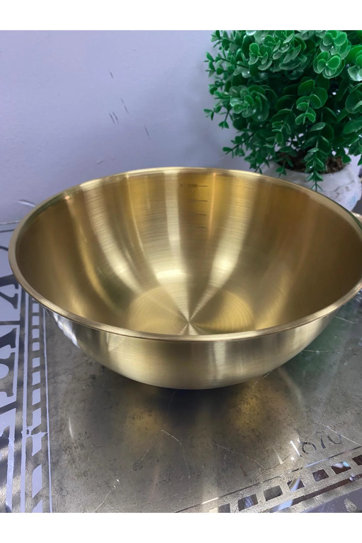 Gold Metal Paslanmaz Çelik Derin Çukur Kase Ölçekli 2500 ml