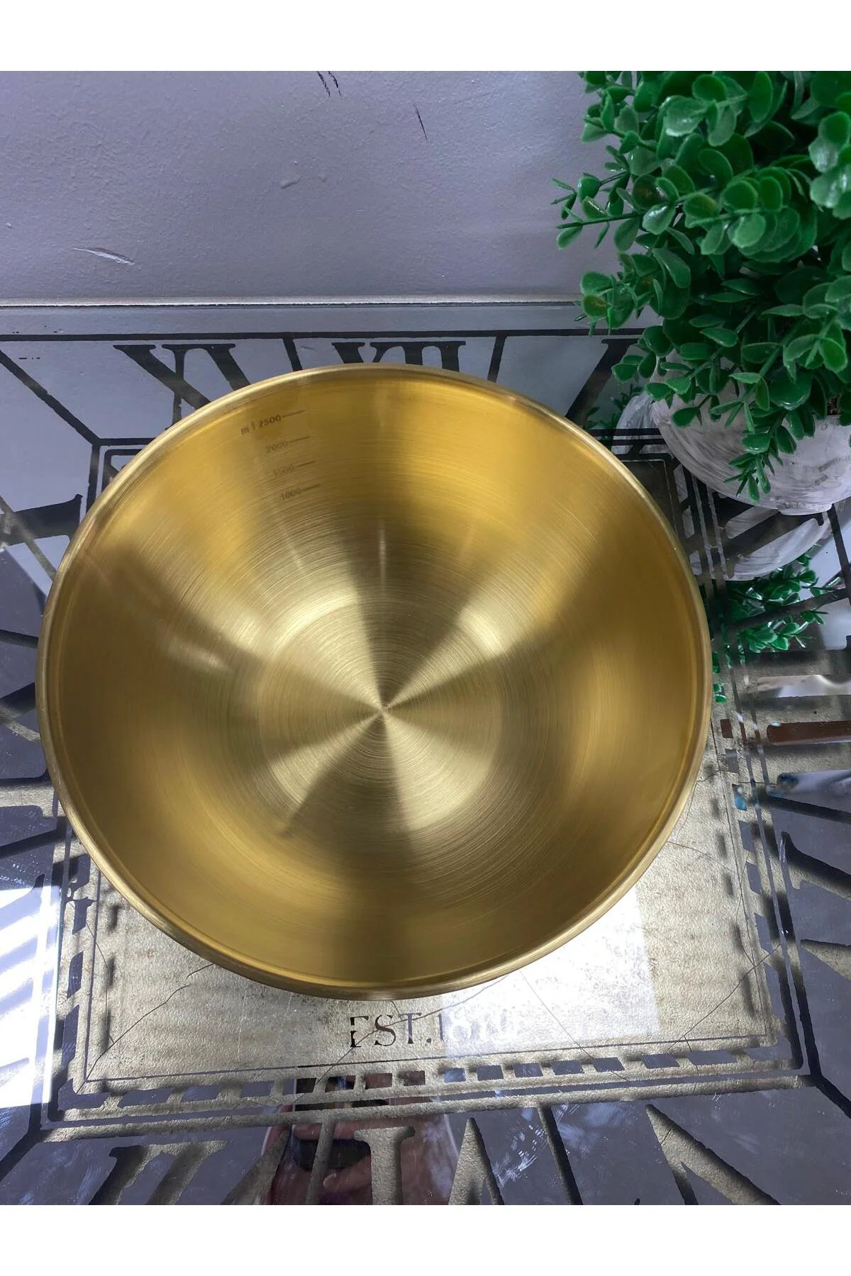 Gold Metal Paslanmaz Çelik Derin Çukur Kase Ölçekli 2500 ml