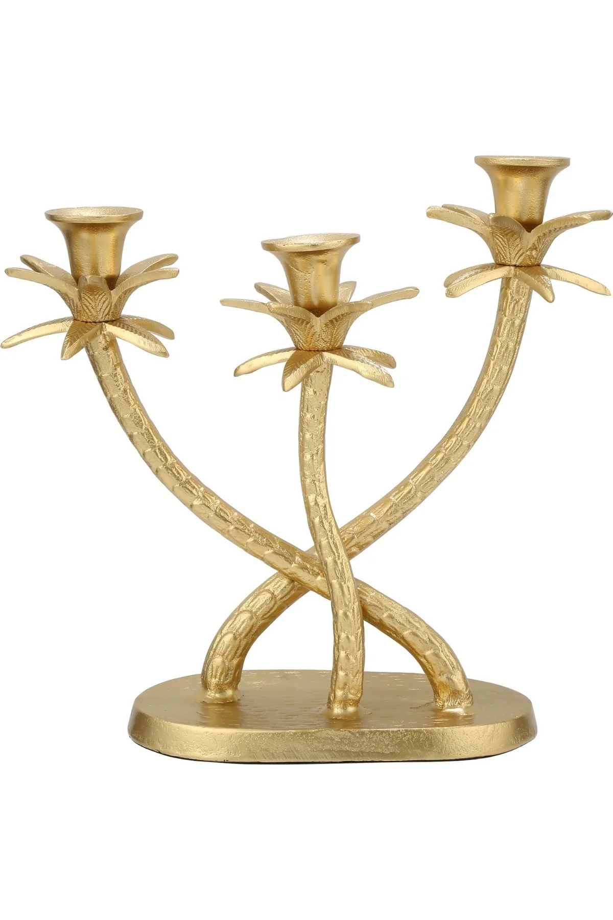 Gold Metal Üçlü Ananas Filli Mumluk 12*33*33 CM