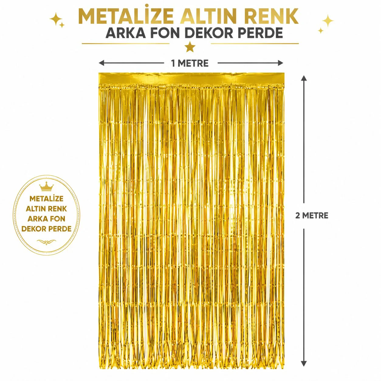 Gold Metalize Parti Perdesi 100x200 cm – Kapı ve Arka Fon Perdesi