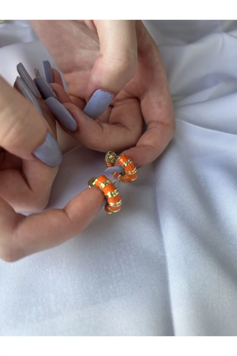 Atelier Emine Gold Mineli Turuncu Küpe