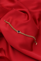 Tükkan Accessories Gold Mor Zirkon Taş Kalp Figür Çelik Bileklik-Çebil32