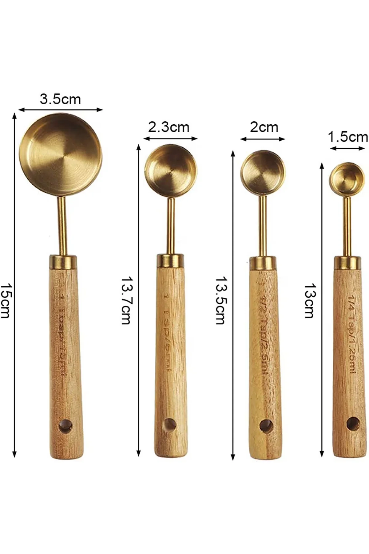 Gold Ölçü Kaşığı Seti 4lü Ahşap Saplı Ölçü Kabı Seti Gold Ölçü Kaşığı Seti 4lü Ahşap Saplı Ölçü Kabı Seti - Görsel 5