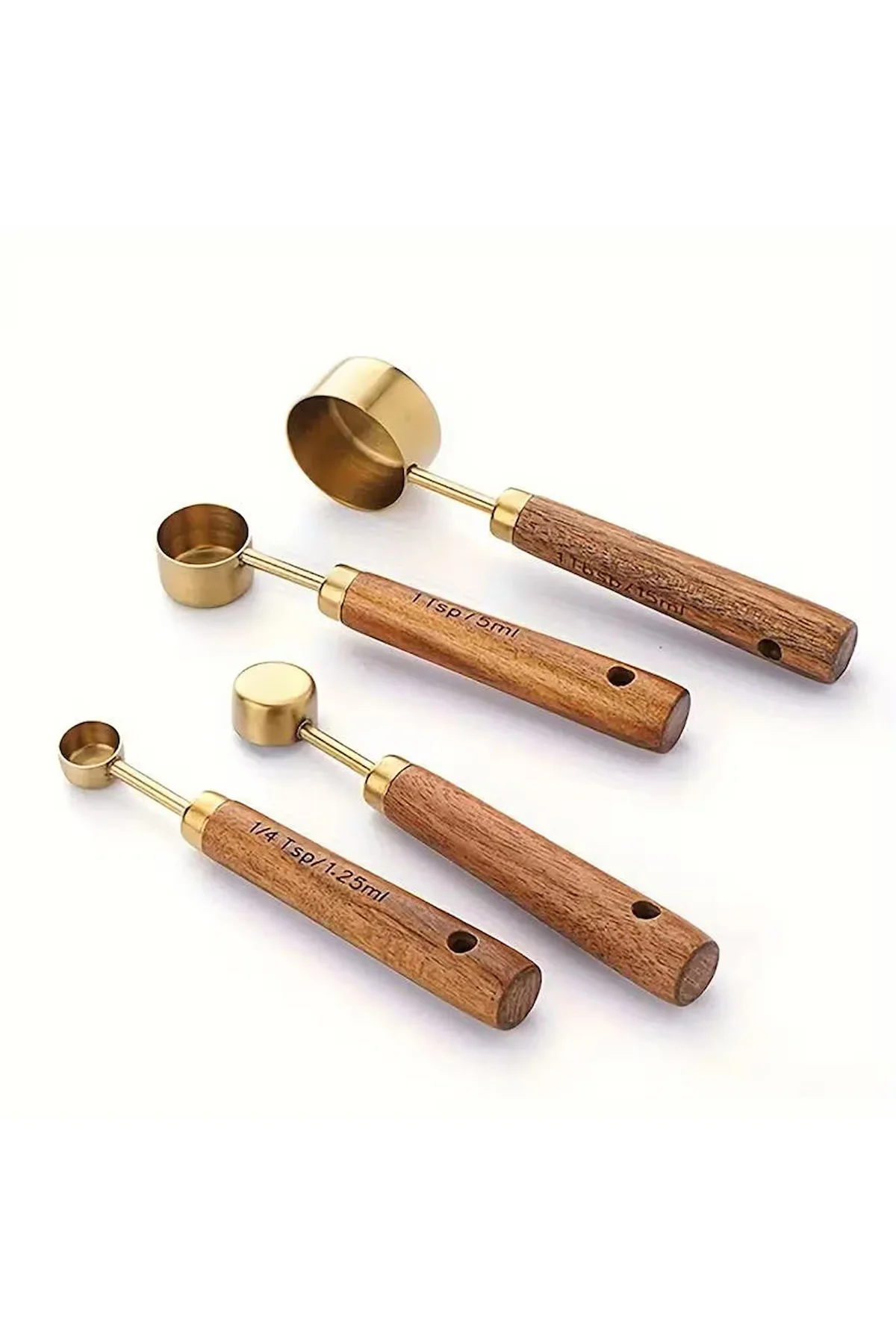 Gold Ölçü Kaşığı Seti 4lü Ahşap Saplı Ölçü Kabı Seti Gold Ölçü Kaşığı Seti 4lü Ahşap Saplı Ölçü Kabı Seti - Görsel 4
