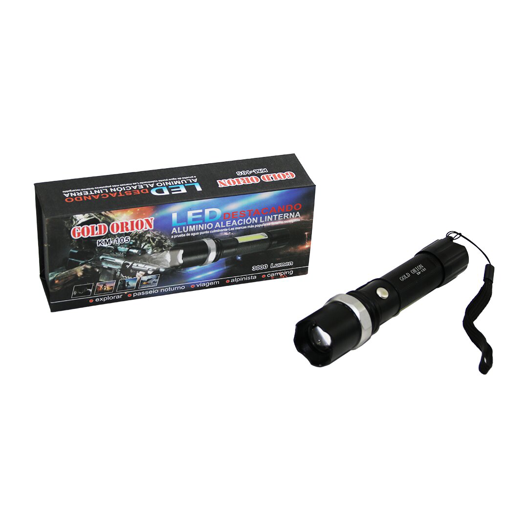 GOLD ORION KM-105 2IN1 ZOOMLU EL FENERİ - COB LED USB ŞARJLI META
