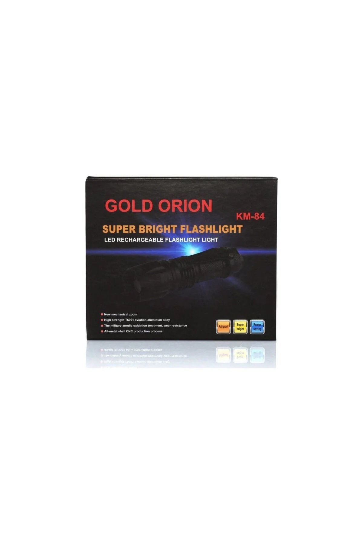 Gold Orion Km-84 Tasarruflu Şarjlı Zoomlu Metal El Feneri Kemer K