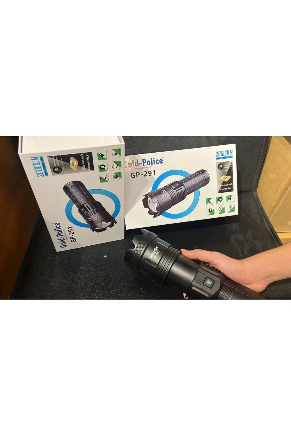 Gold Police Fener GP-291 Şarjlı El Feneri 5 Modlu Çakarlı 20.000