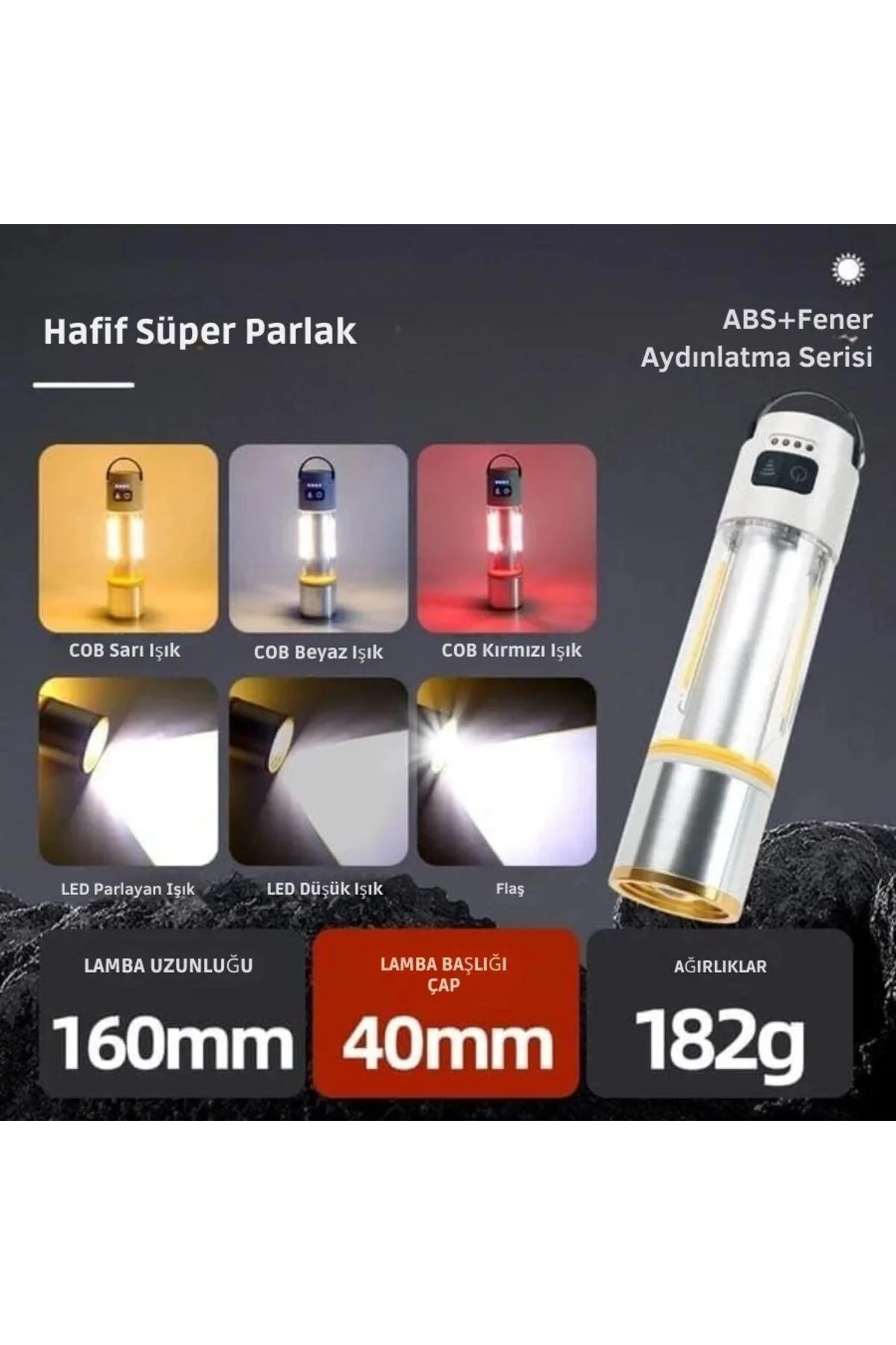 Gold Police Gp-222 Çok Fonksiyonlu Kamp Lambası 1000 Lümen