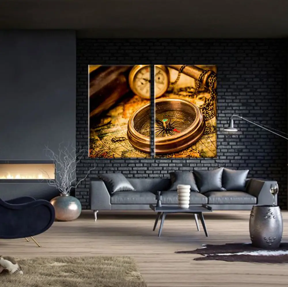Gold Pusula Kanvas Tablo Gold Pusula Kanvas Tablo