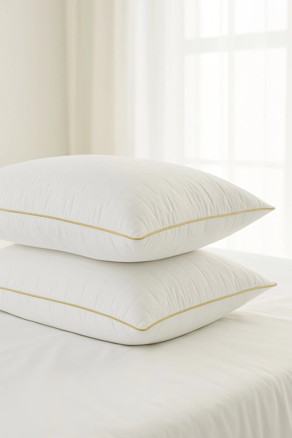 Gold Rengi Biyeli Nanojel Yastık 1100 gram 50x70 cm 1 adet, Lüks Otel Yastığı