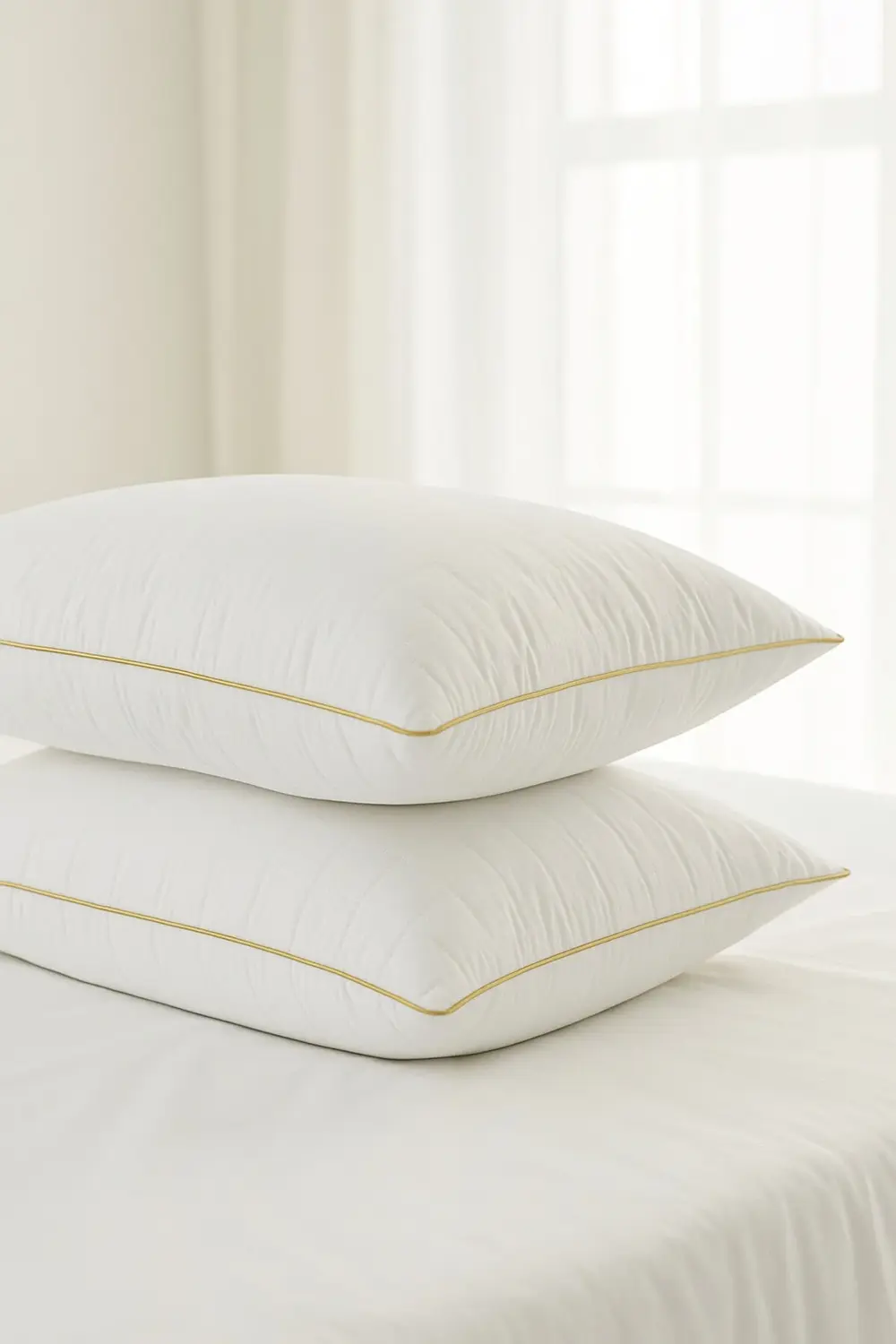 Gold Rengi Biyeli Nanojel Yastık 1100 gram 50x70 cm 1 adet, Lüks