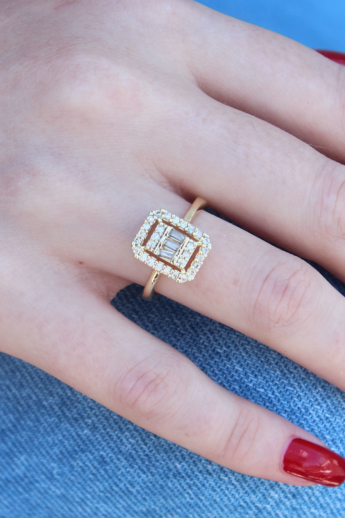 Stillove Gold Renk Baget Zirkon Taşlı Kadın Yüzük