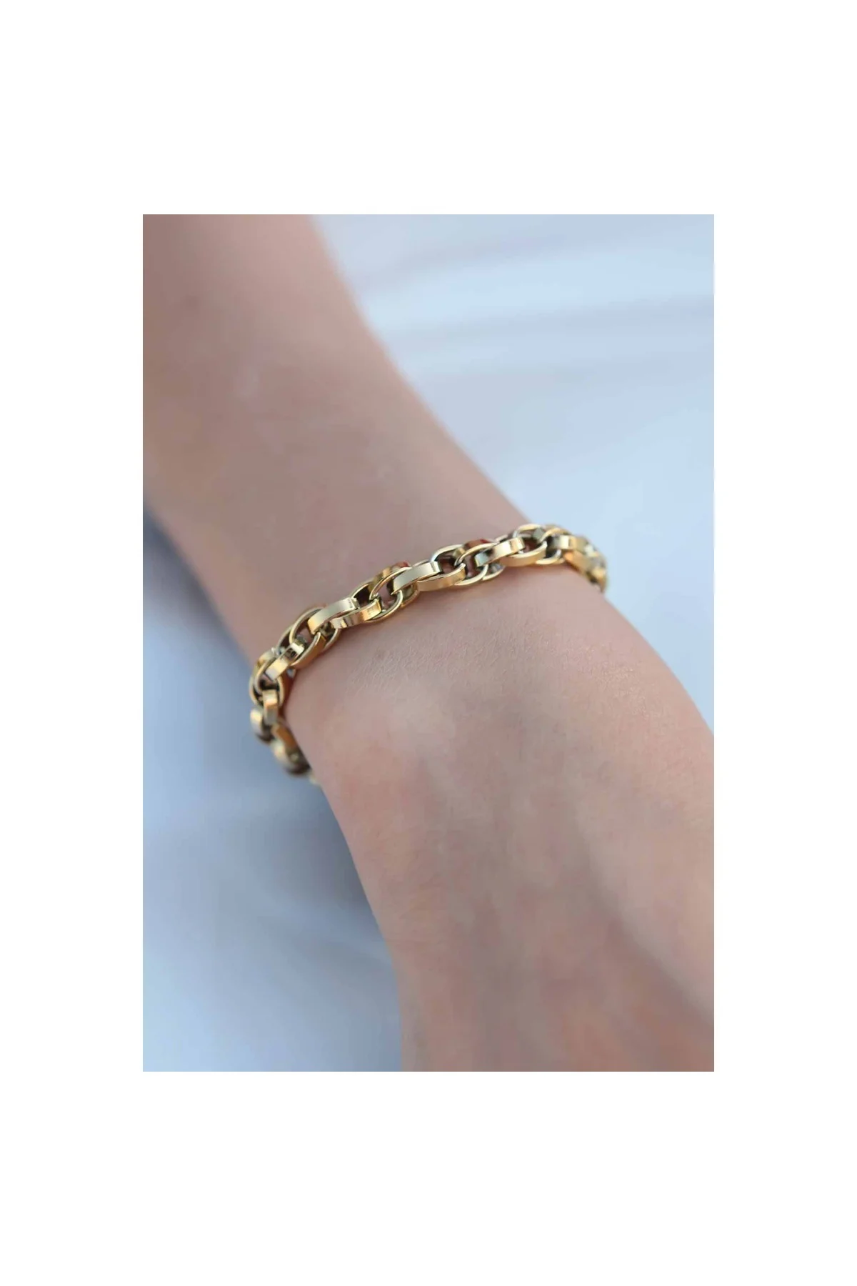 Gold Renk Çelik Zincir Kadın Bileklik