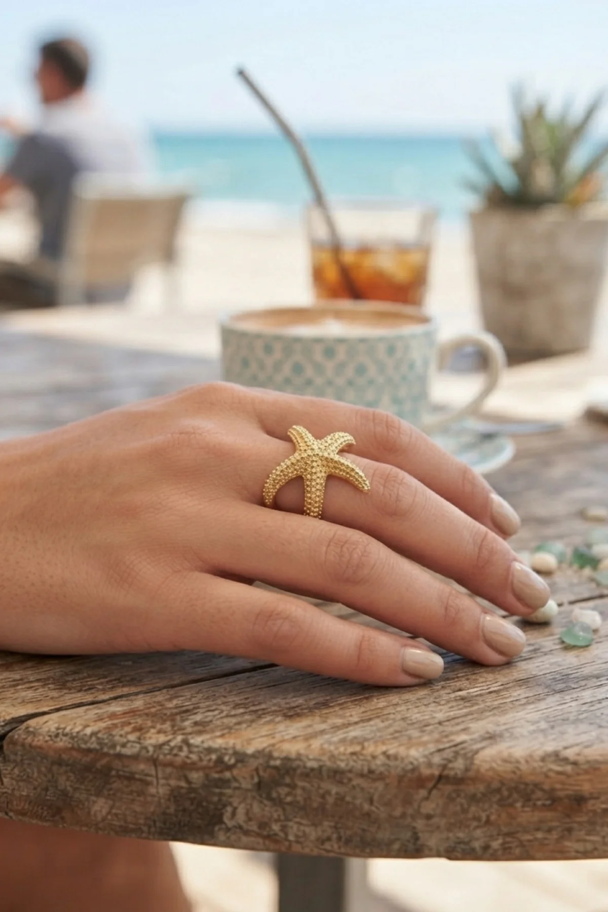 Gold Renk Deniz Yıldızı Model Kadın Yüzük - Lisinya