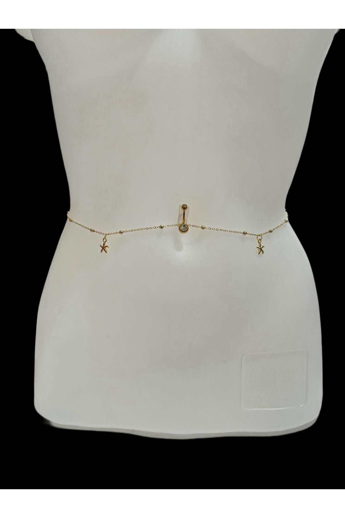 Arescollection Gold Renk Dorika Toplu Deniz Yildizli Kararmaz Piercing Uyumlu Be