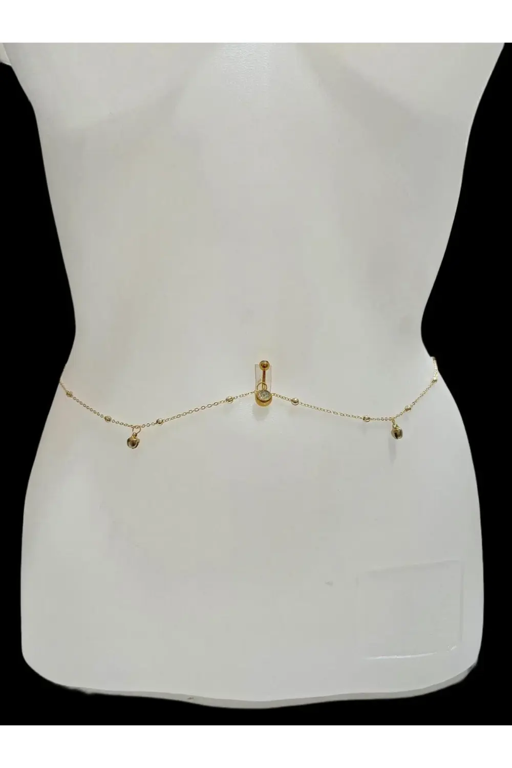 GOLD RENK DORİKA TOPLU ZİLLİ KARARMAZ PİERCİNG UYUMLU BEL GÖBEK Z