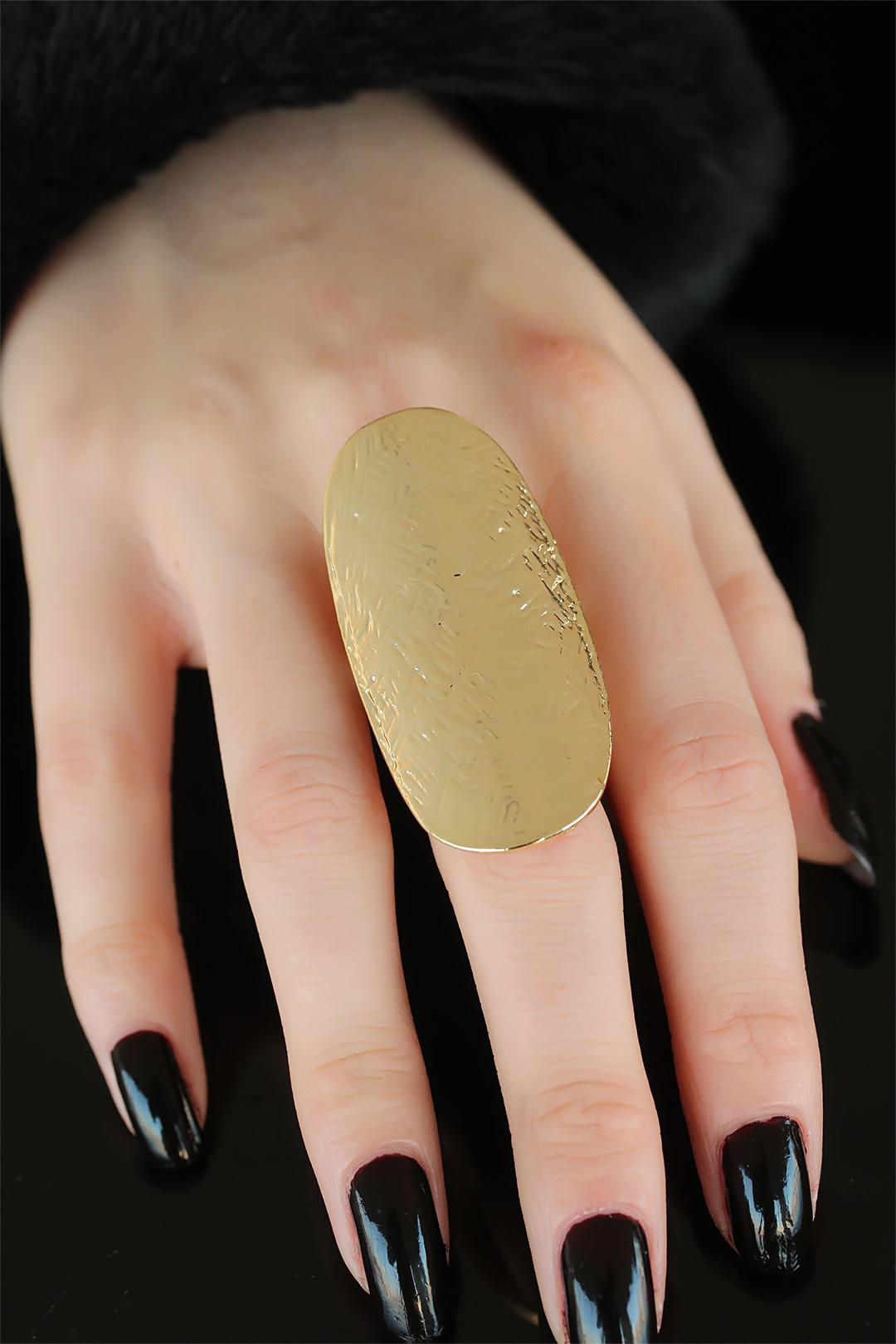 Gold Renk Elips Bayan Ayarlamalı Yüzük - TJ-BYK1254-KS