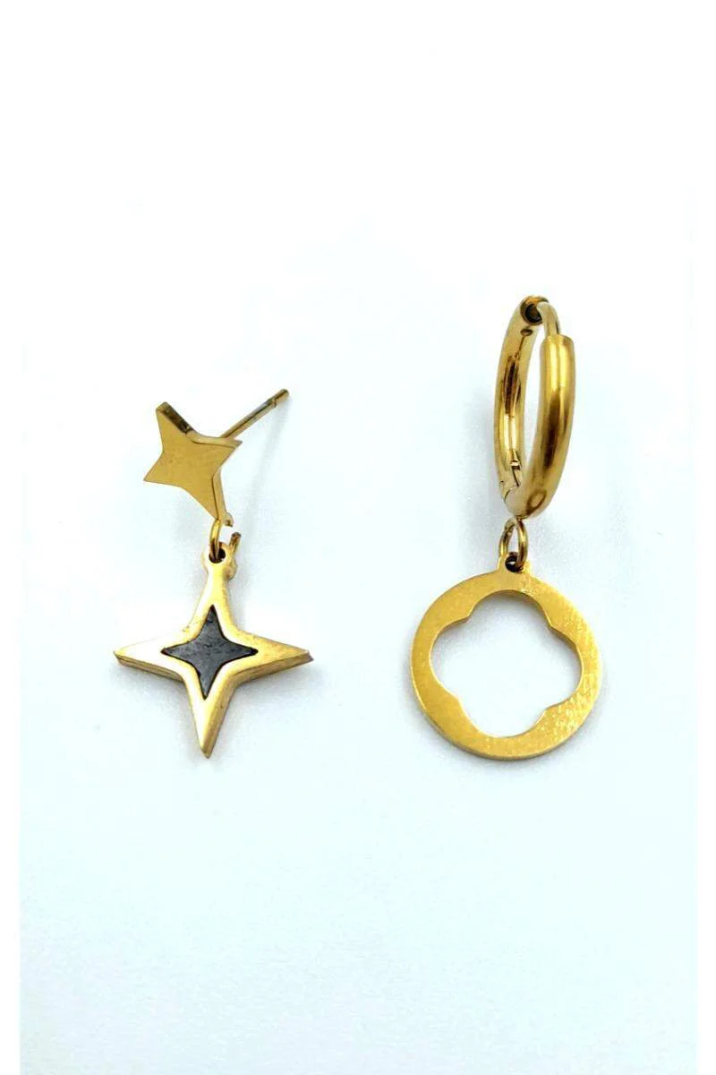 Gold Renk Figürlü  Çelik Küpe