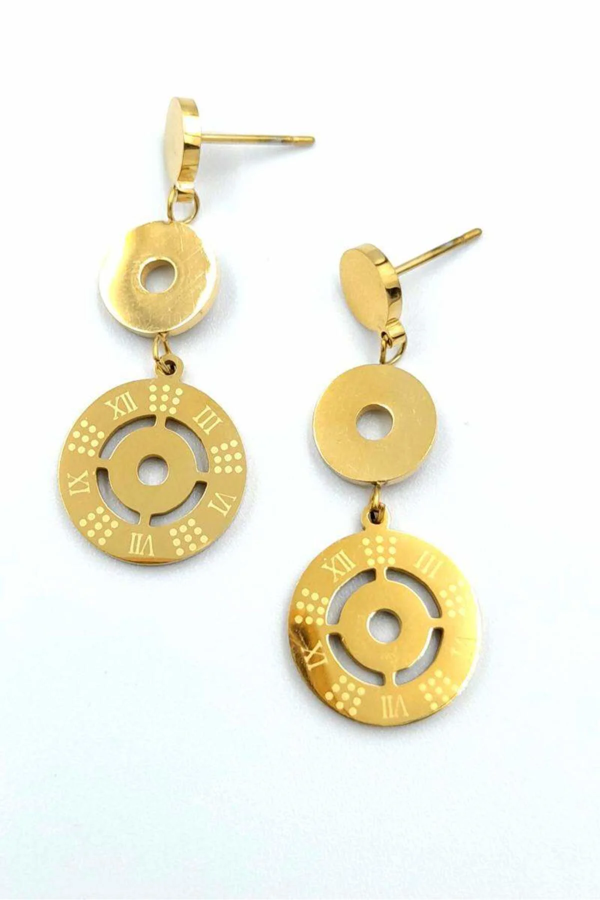 Gold Renk Figürlü Çelik Küpe