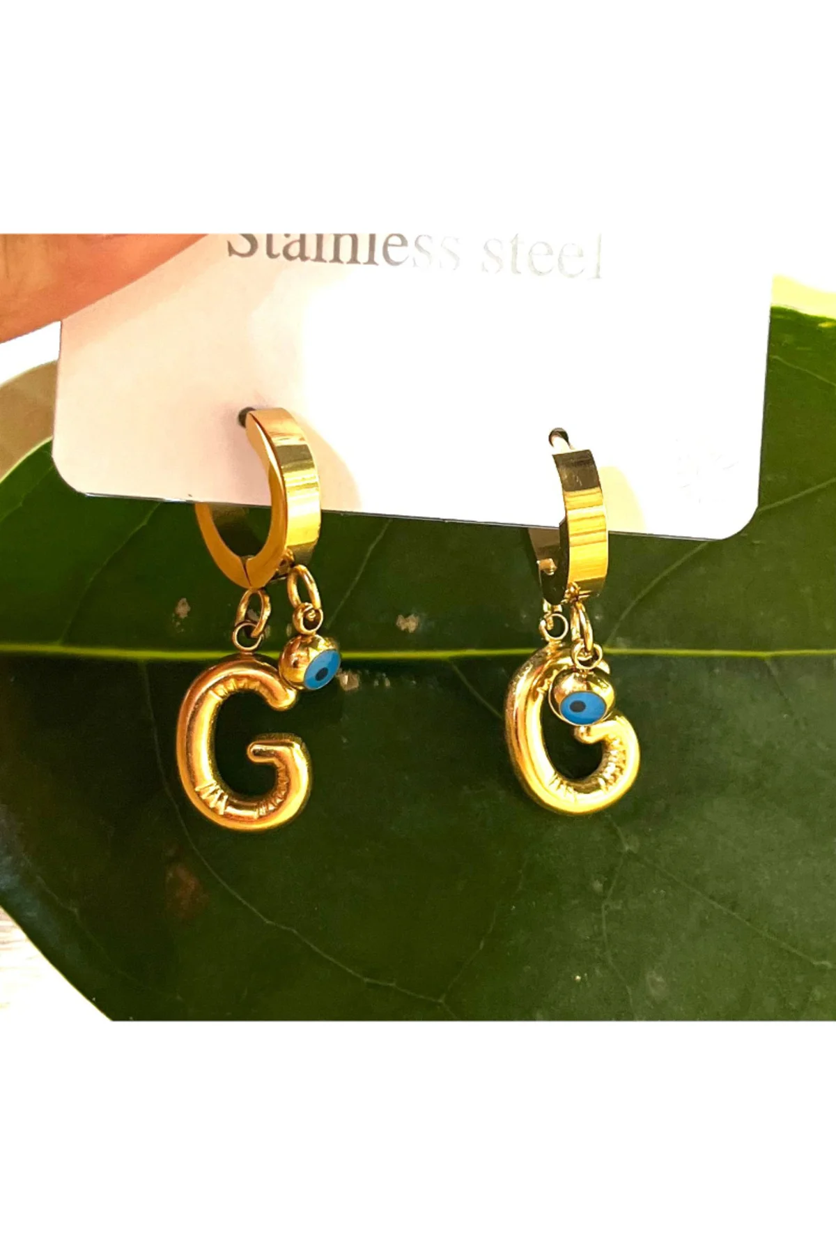 Gold Renk G Harfi Lüks Gösterişli Klips Küpe