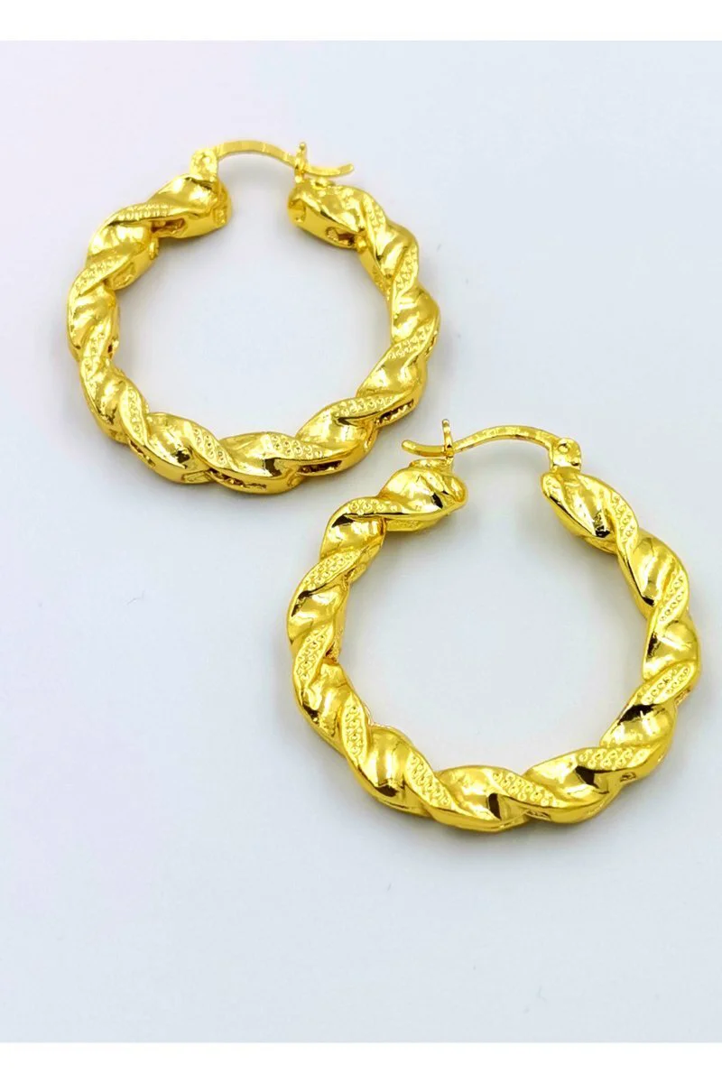 Gold Renk Halka Desenli Küpe