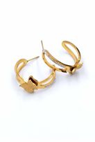 Gold Renk Kelebekli Taşlı Yarım Halka Çelik Küpe