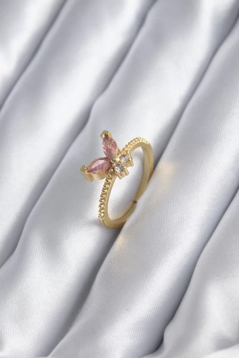 Gold Renk Kutup Yıldızı Model Zirkon Taşlı Kadın Yüzük - Lisinya