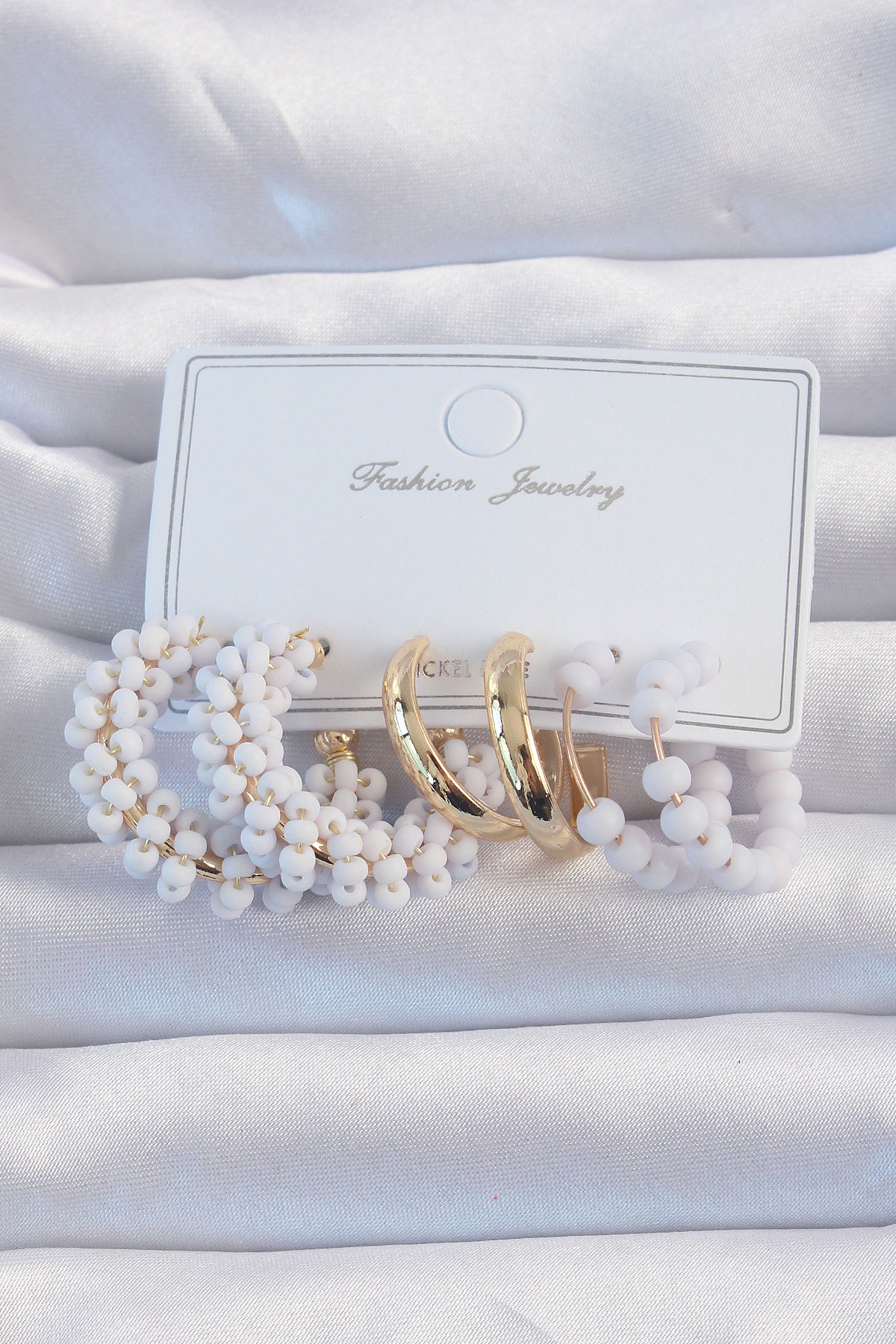 Stillove Gold Renk Lila Boncuklu Halka Küpe Seti Sl8297