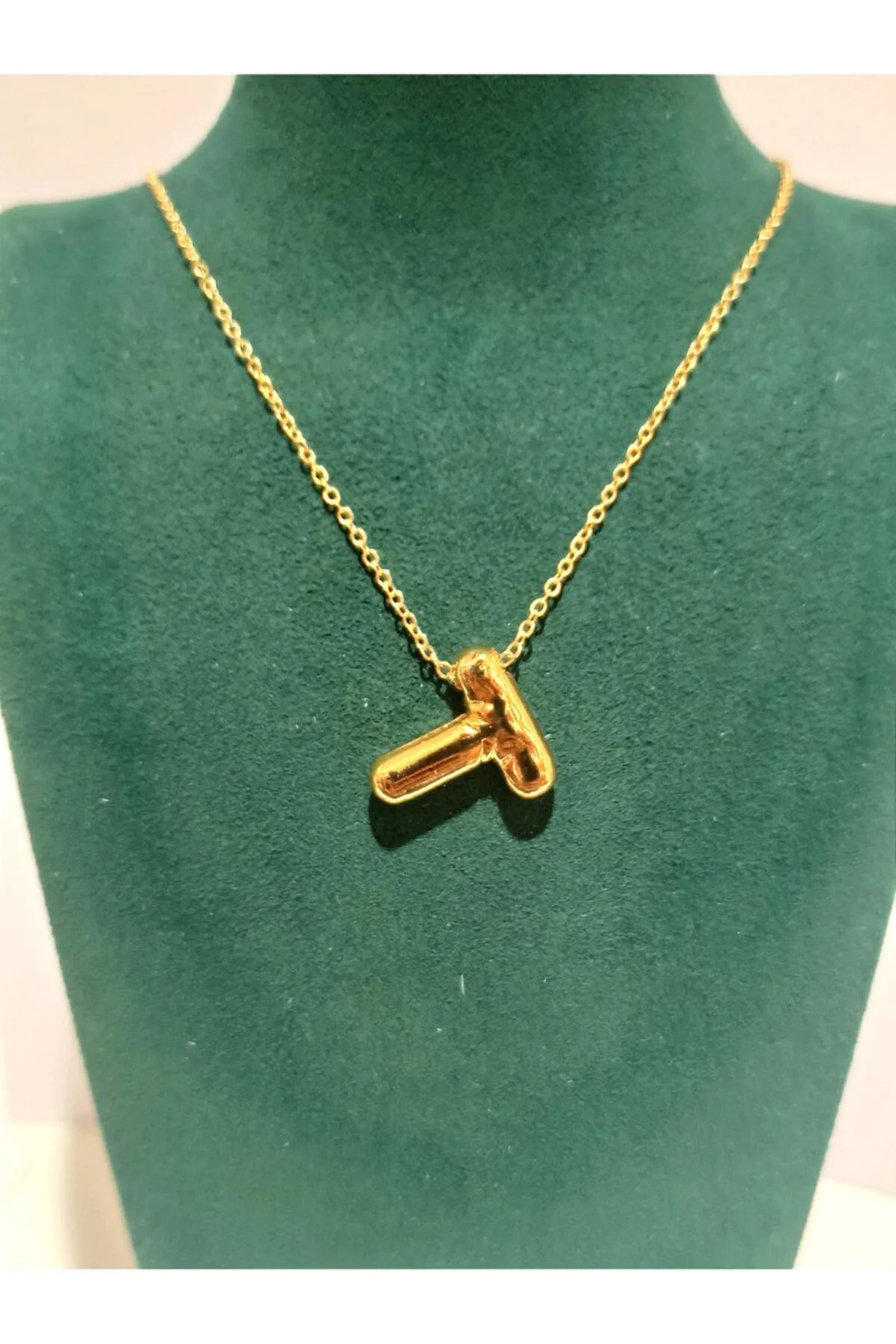 Gold Renk Lüks Figürlü Gösterişli Harf Kolye