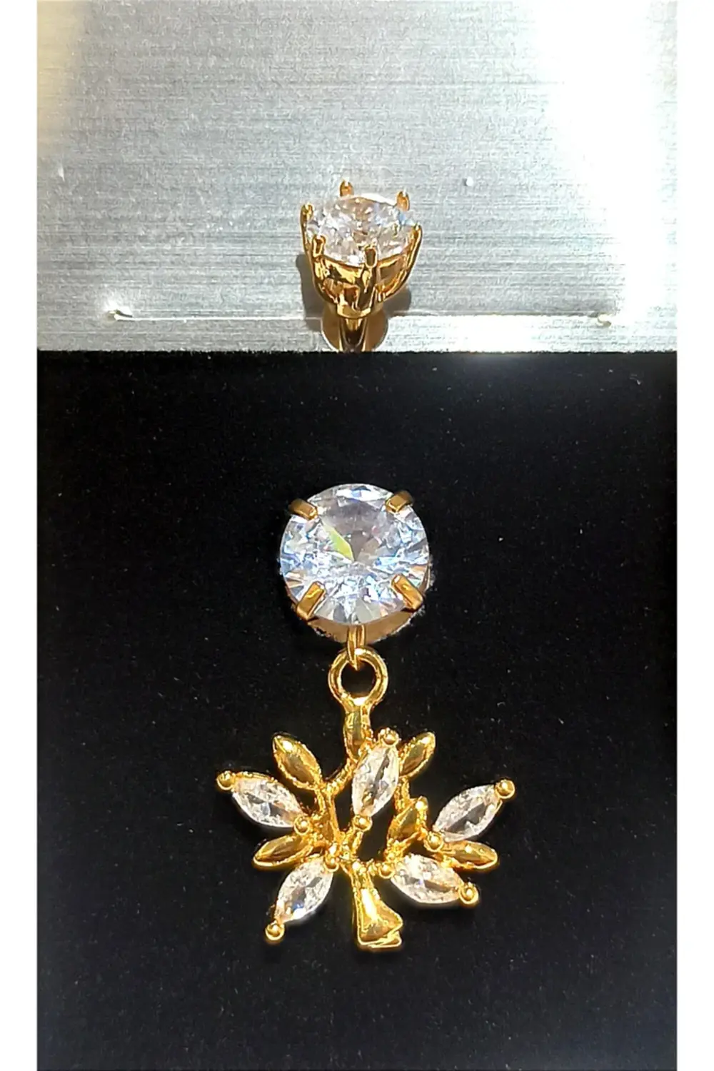 Gold Renk Lüks Figürlü Gösterişli Göbek Pirsing