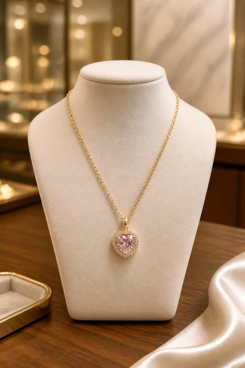 Gold Renk Lüks Zirkon Taşlı Figürlü Gösterişli Kolye