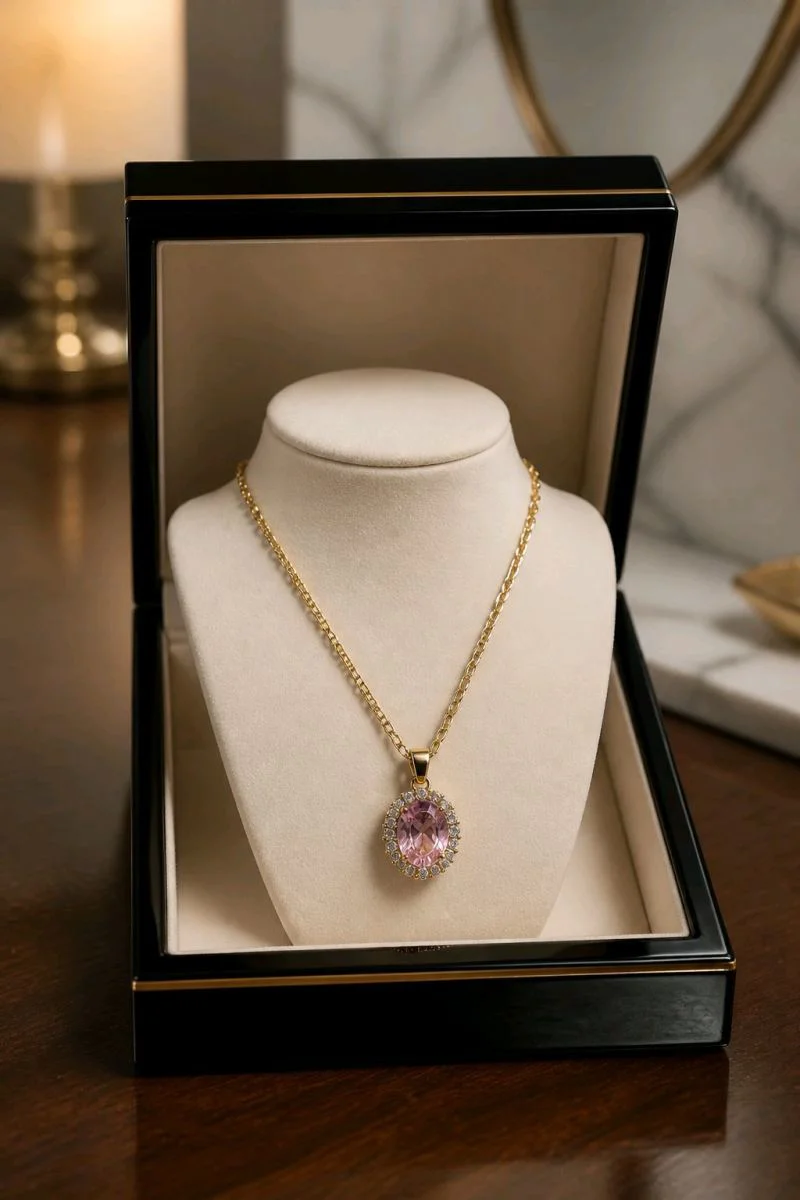Gold Renk Lüks Zirkon Taşlı Figürlü Gösterişli Kolye