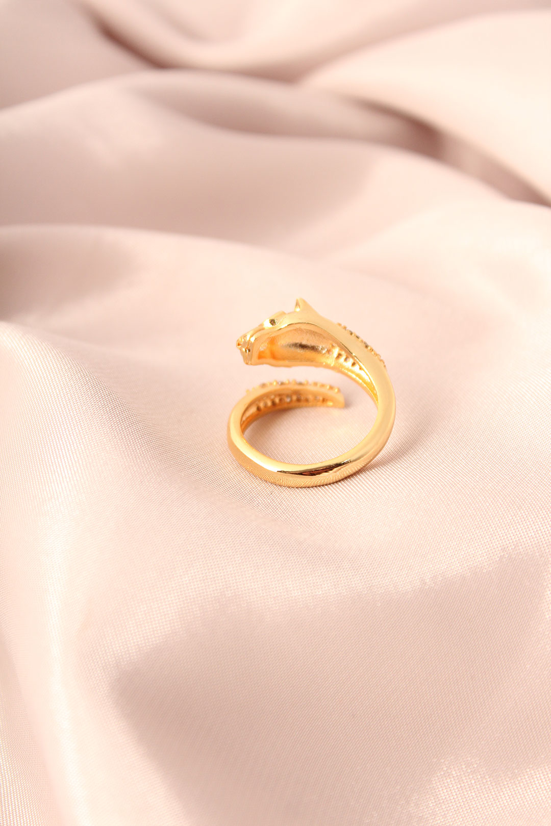 Gold Renk Metal Zirkon Taşlı Kaplan Model Ayarlanabilir Kadın Yüz