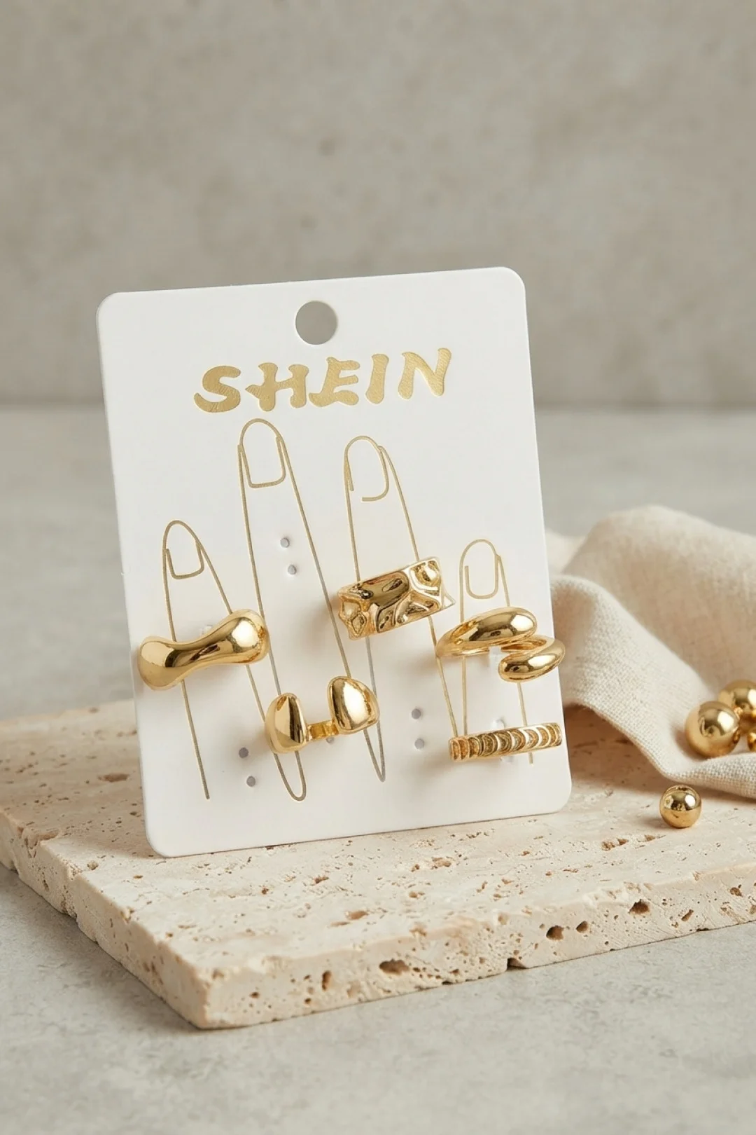 Gold Renk Pirinç Bohem Yüzük Kombini BYK4266 TJ-BYK4266 Gold Renk Pirinç Bohem Yüzük Kombini BYK4266 TJ-BYK4266