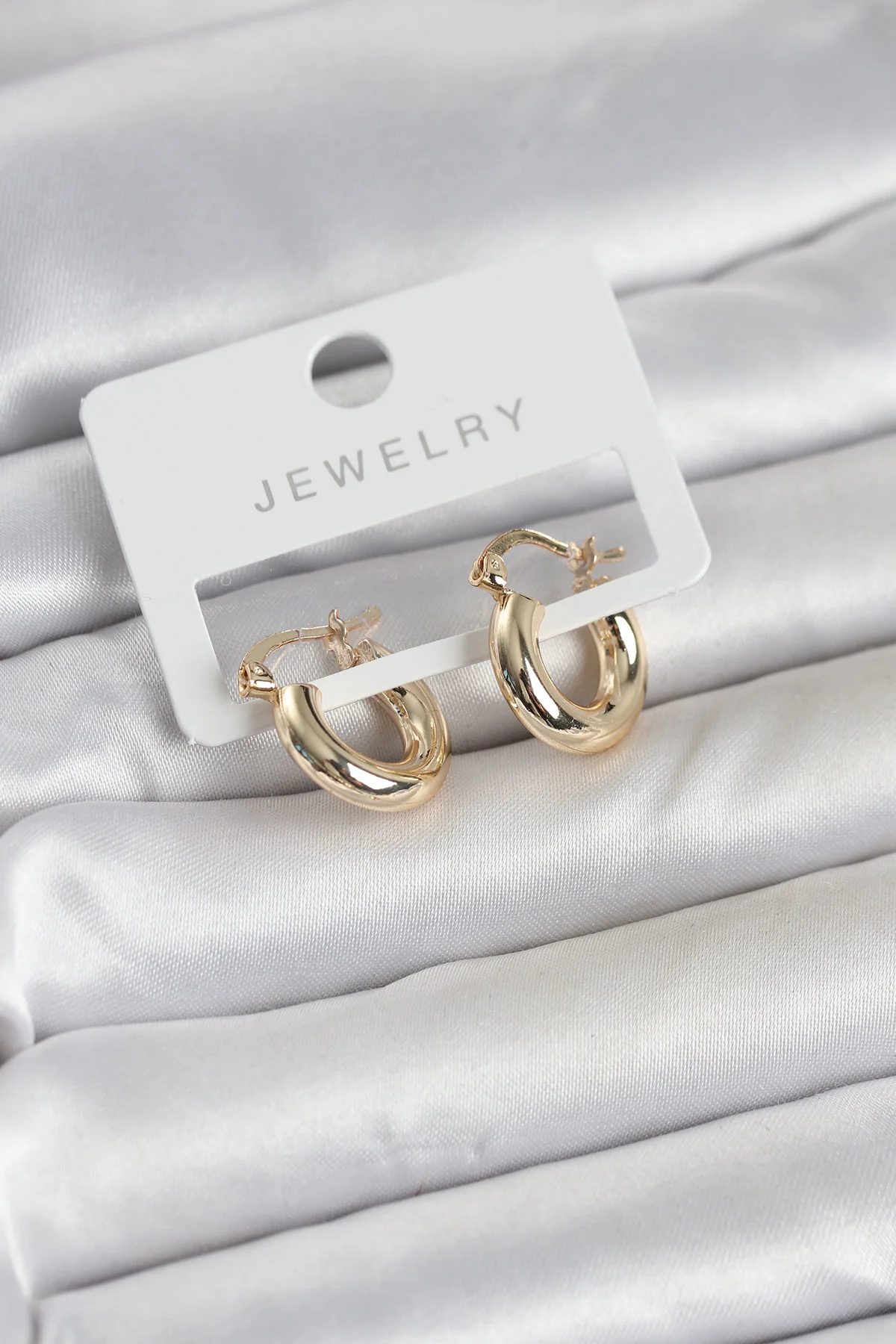 Gold Renk Pirinç Halka 15 mm Kadın Küpe - TJ-BKP11763