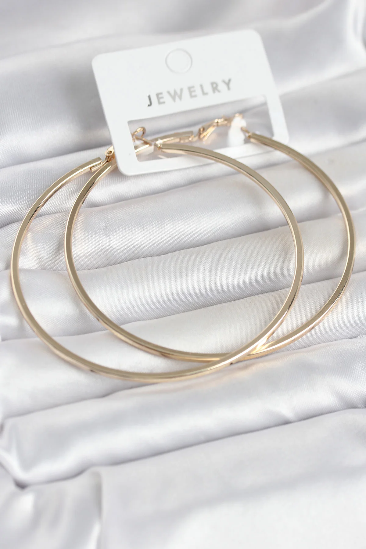 Gold Renk Pirinç Köşeli Kenar Halka 72 mm Kadın Küpe - TJ-BKP11769