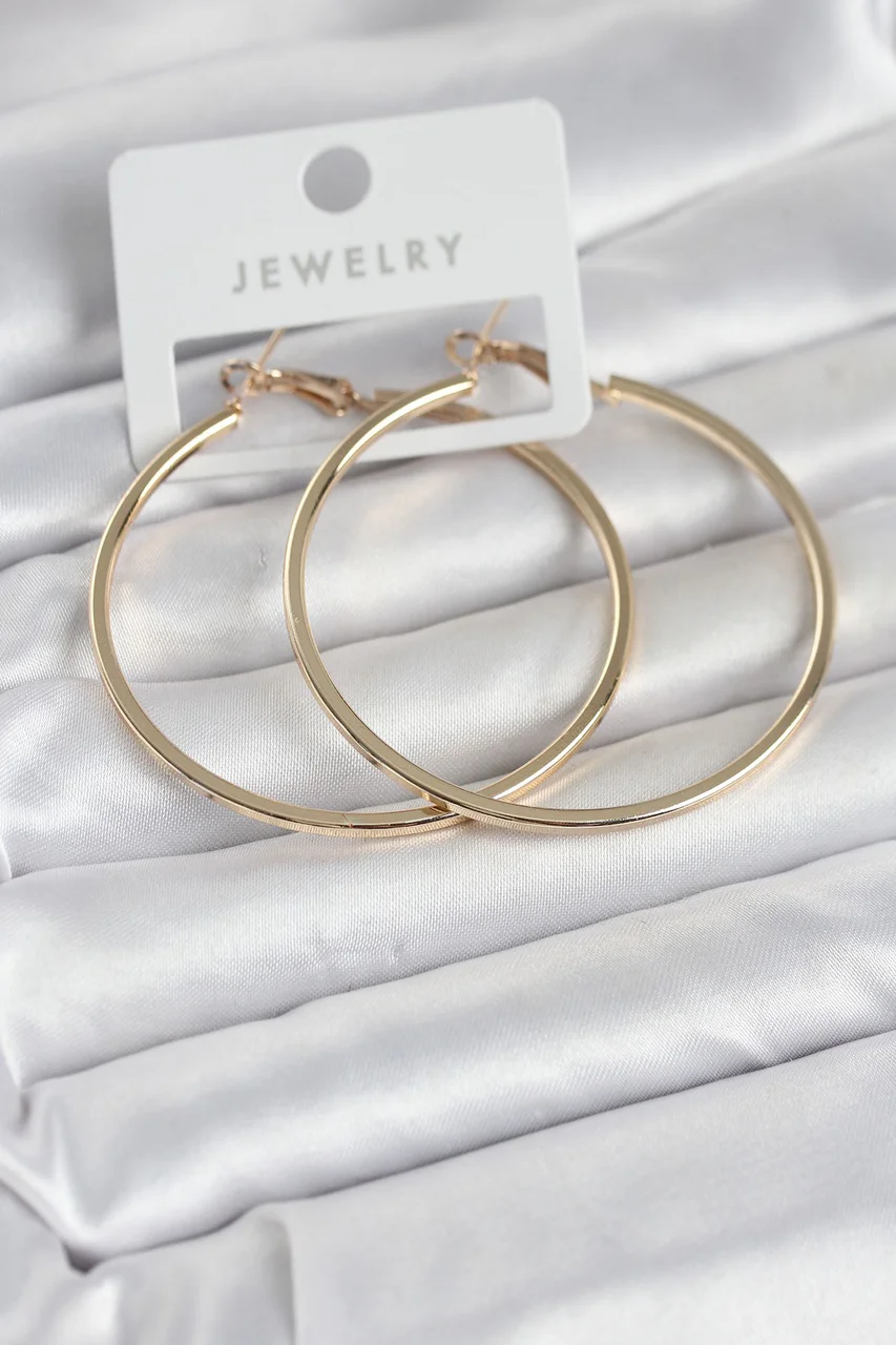 Gold Renk Pirinç Köşeli Kenar Halka 54 Mm Kadın Küpe Çok Renkli
