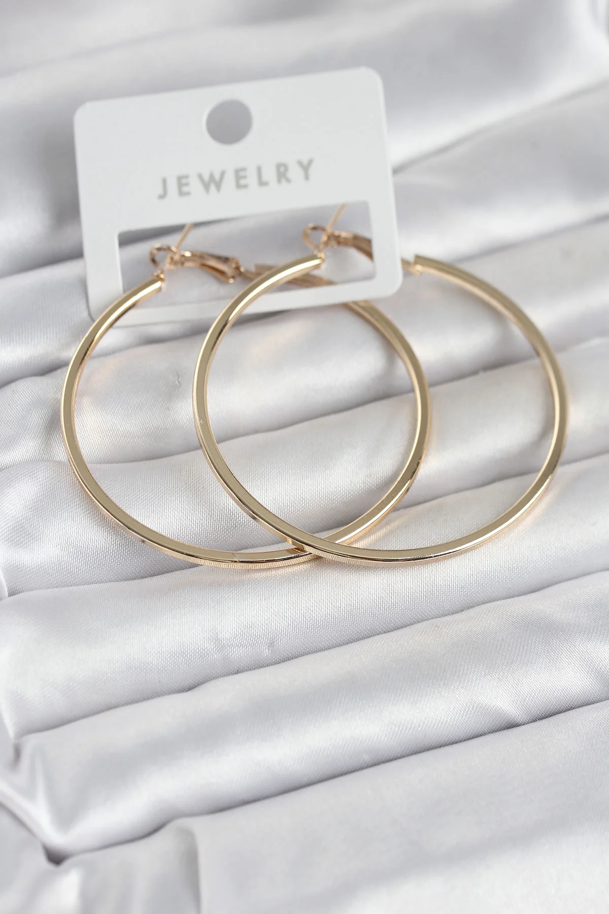 Gold Renk Pirinç Köşeli Kenar Halka 54 mm Kadın Küpe - TJ-BKP11767