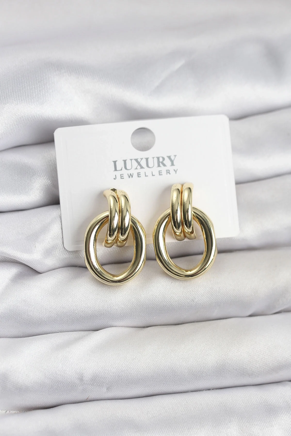 Gold Renk Pirinç Vintage Kadın Küpe