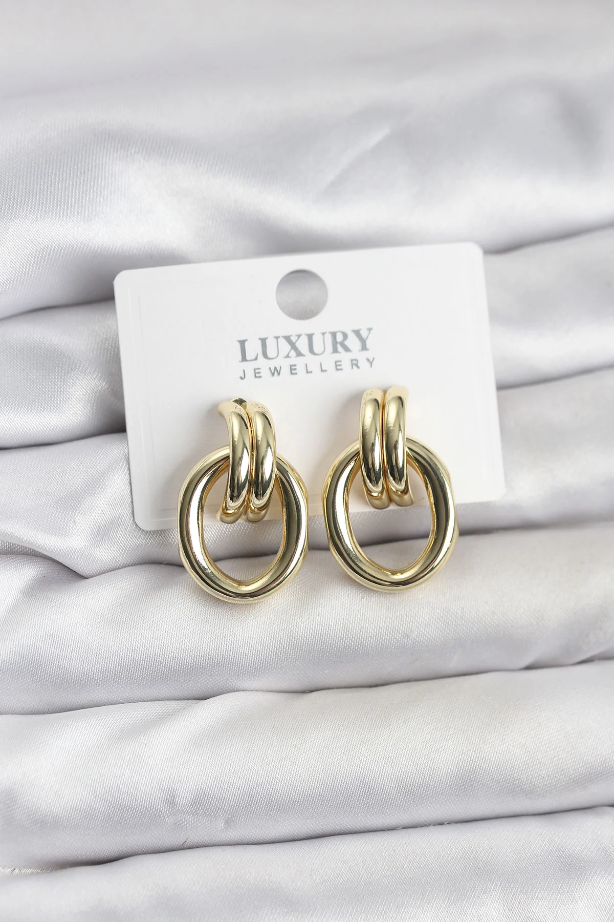 Gold Renk Pirinç Vintage Kadın Küpe 5886 - Vintage Tarzda Altın Kaplama