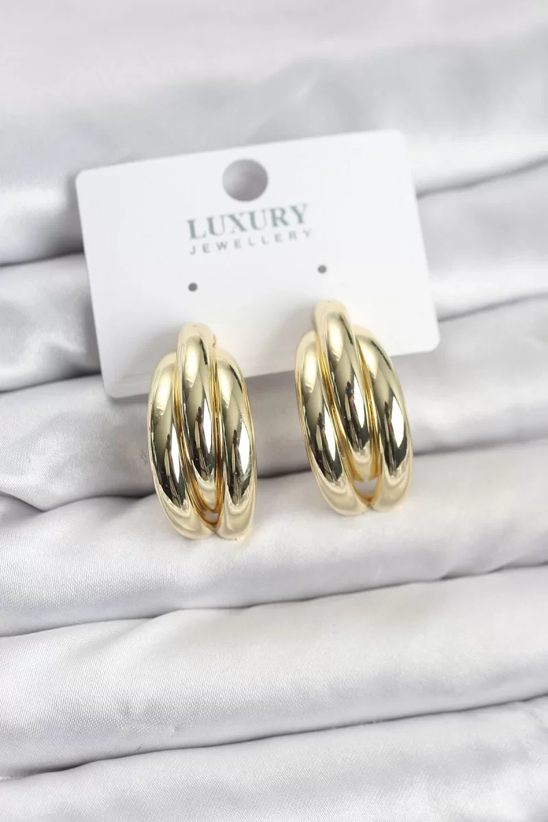 Gold Renk Pirinç Yarım Halka Model Kadın Küpe - Lisinya